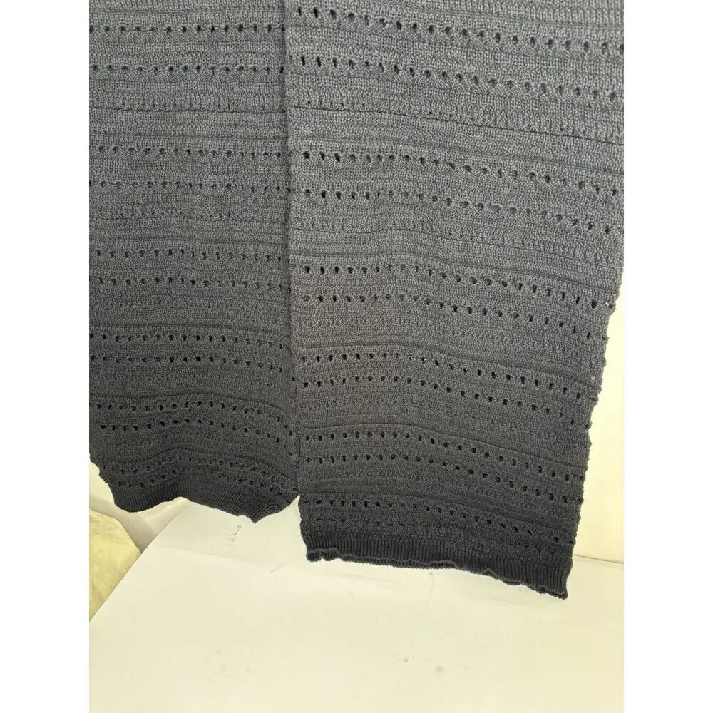 Boohoo Womens Size 24 Pants Black Knit Pull On Wide Leg Crochet Boho Hippie - Picture 3 of 10